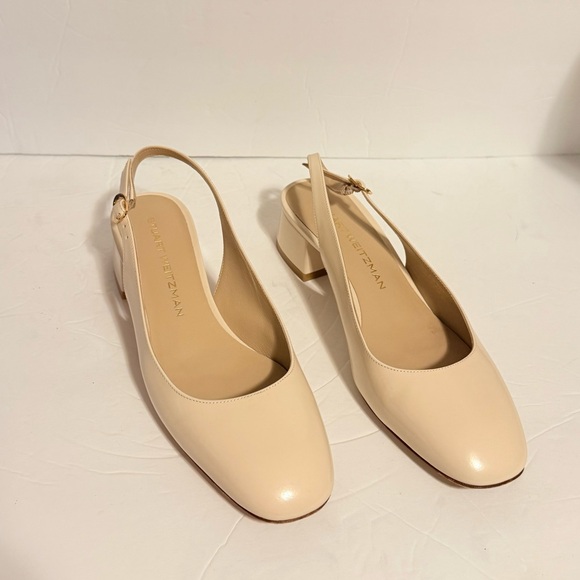 Stuart Weitzman Tia 75 Slingback Pumps Liquid Metallic Nude - Picture 4 of 10